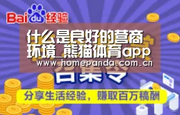 什么是良好的营商环境_熊猫体育app(图2) 熊猫APP